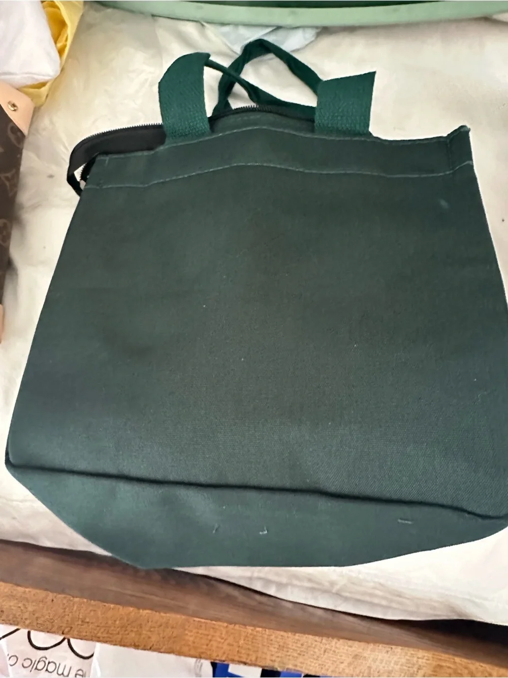 Starbucks Dark Green Canvas Toiletry Bag with Front Logo